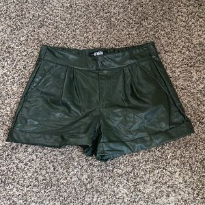 Dark green pleather shorts
